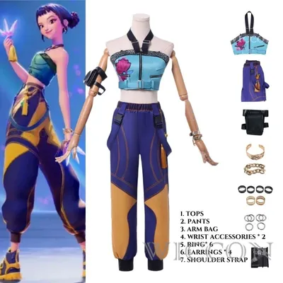 KPOP Huntrix Zoey Cosplay Kostüm Perücke Rumi Mira Bühne Uniform Top Ohrringe Superstar Dämon Jäger Mädchen Frauen Set Halloween Anzug Image