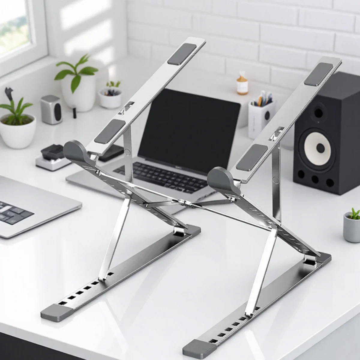 Verstellbarer Laptop-Ständer aus Aluminiumlegierung, zusammenklappbar, tragbar, für Notebook, Laptop, Tablet, Computer, Halterung, Hebe- und Kühlhalter Image