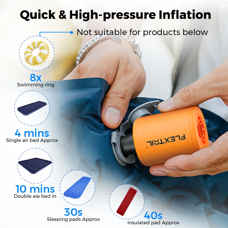 FLEXTAIL TINY PUMP 2 – Elektrische Luftpumpe, 4 kPa, tragbare Campingpumpe für Luftbett, Schlafpolster, Vakuumbeutel, Poolschwimmer Image