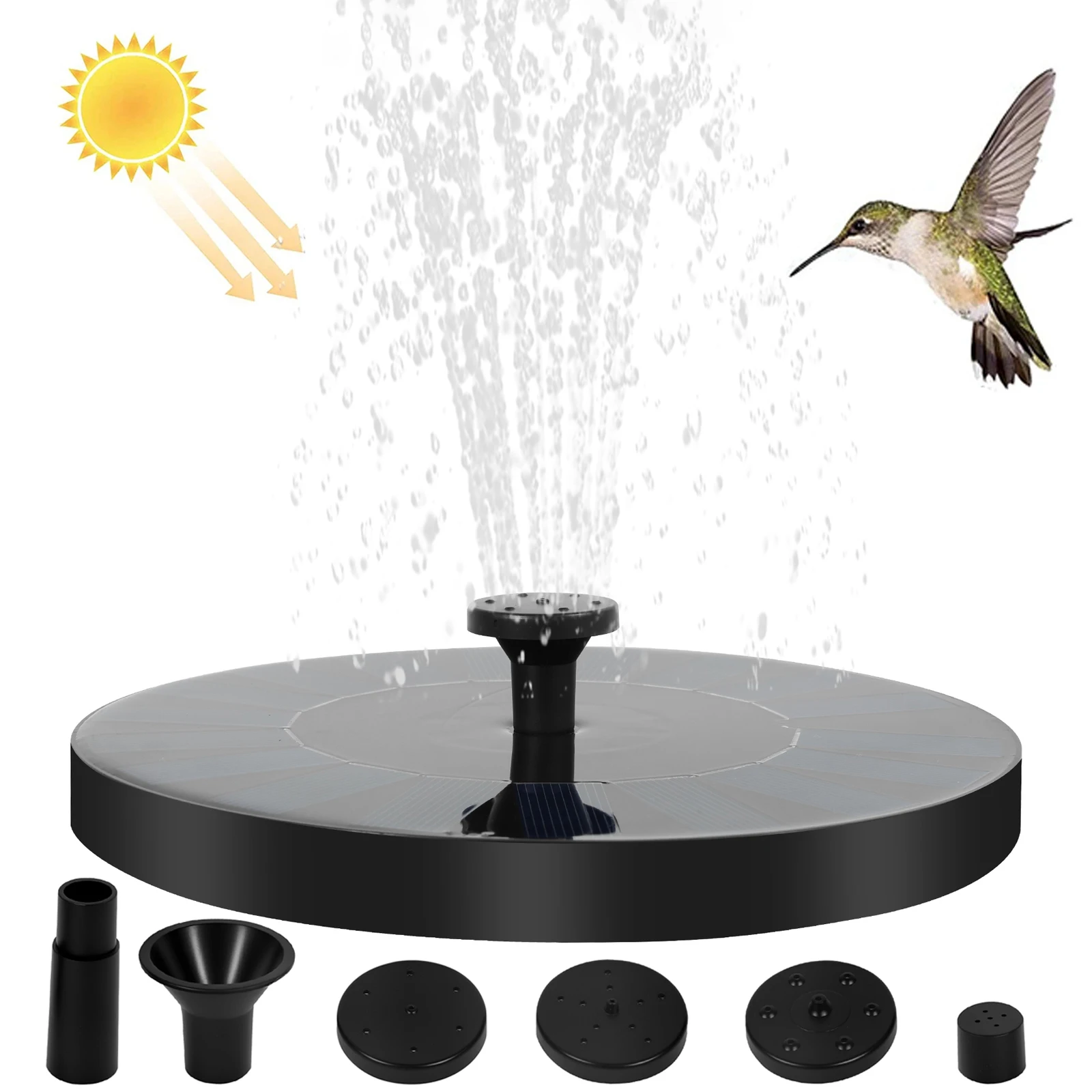 13/18 cm Solar Brunnen Pumpe Vogel Bad Brunnen Garten Im Freien Wasser Pool Teich Schwimmende Dekor Mit 6 düsen Solar Wasserfall Image