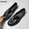 Schwarze Leder-Slip-On-Loafer, solide flache Herrenschuhe, verschleißfeste, atmungsaktive, einfarbige Freizeitschuhe, handgefertigte Herrenschuhe