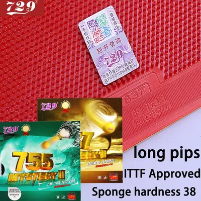 729 Friendship RITC 755/837 Table-tennis Rubber Sheet Long Pips Pingpong Rubber with Sponge ITTF Approval 38° Offensive