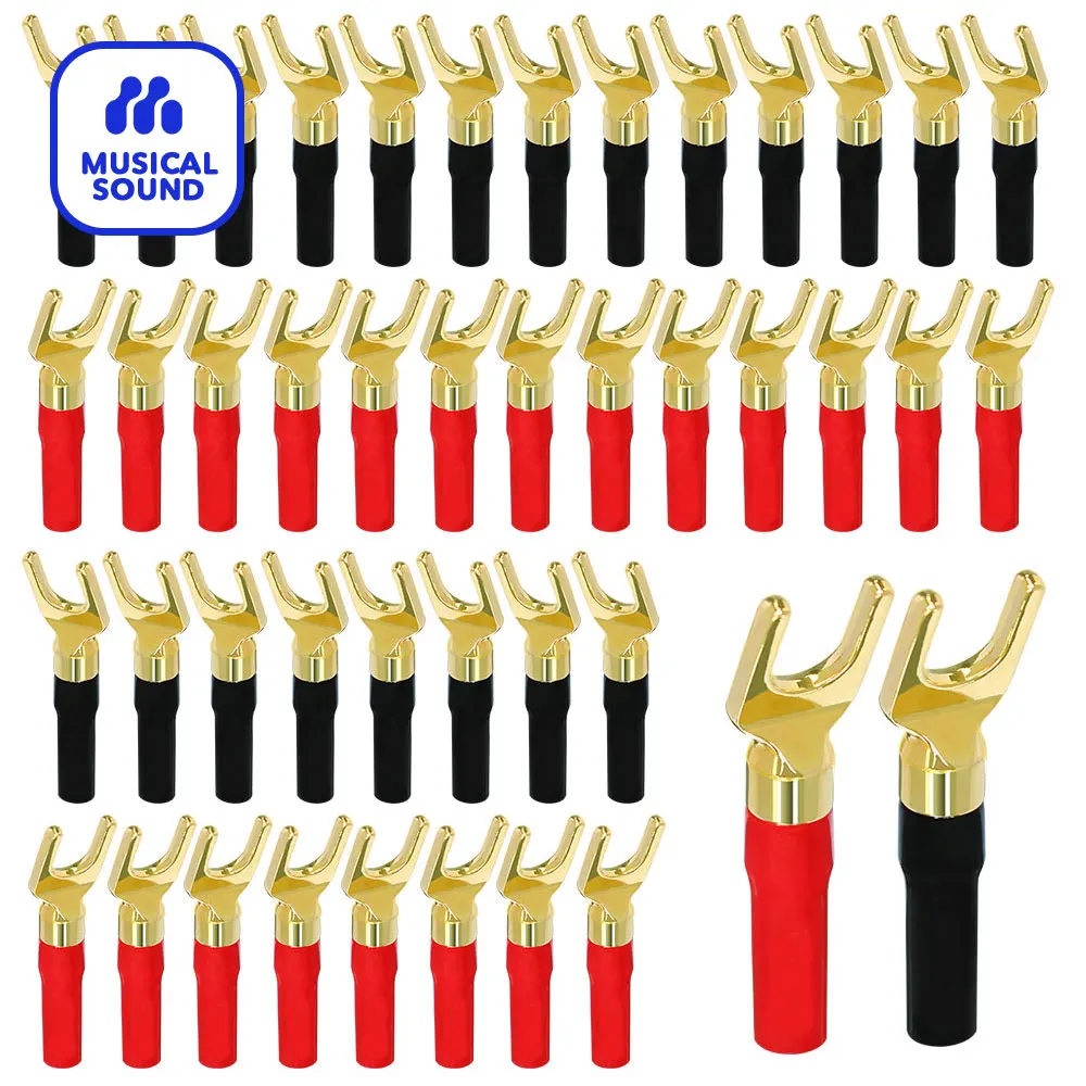 Hi-Fi Banana Plugs Y Type Gold Plated Plug for Speaker Amplifier Cable Screw Lock HIFI Audio Speaker Wire Connector Jack