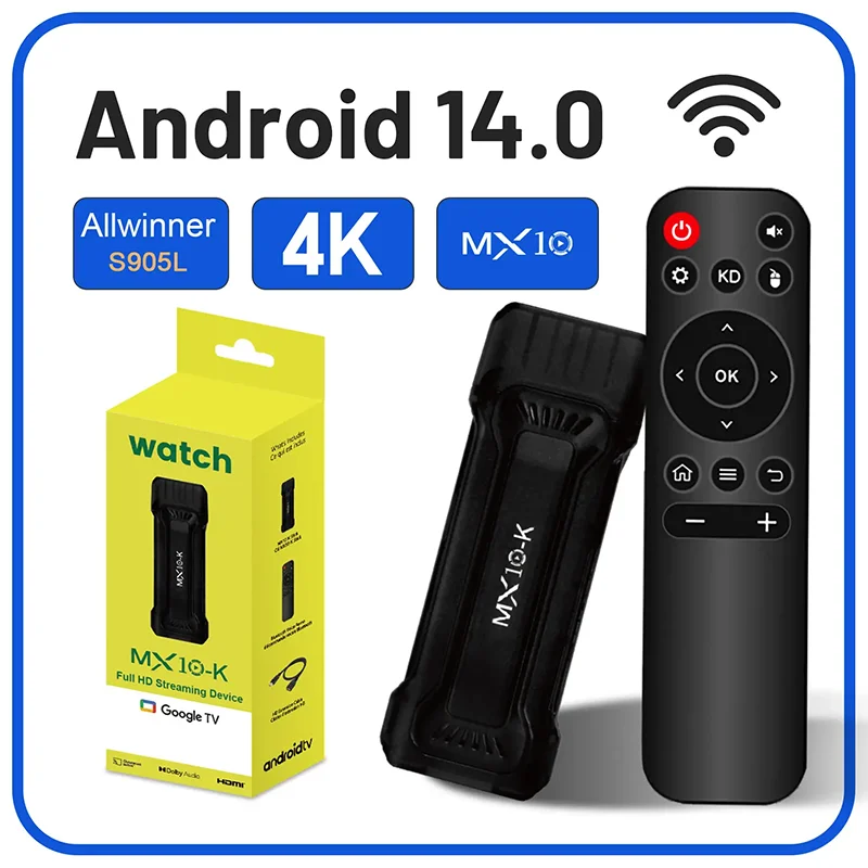 MX10-K Global Android TV Stick Google TV Dual Wifi 4k 4K Media Player Infra Remote control Fire Stick Android 14 TV to Smart TV