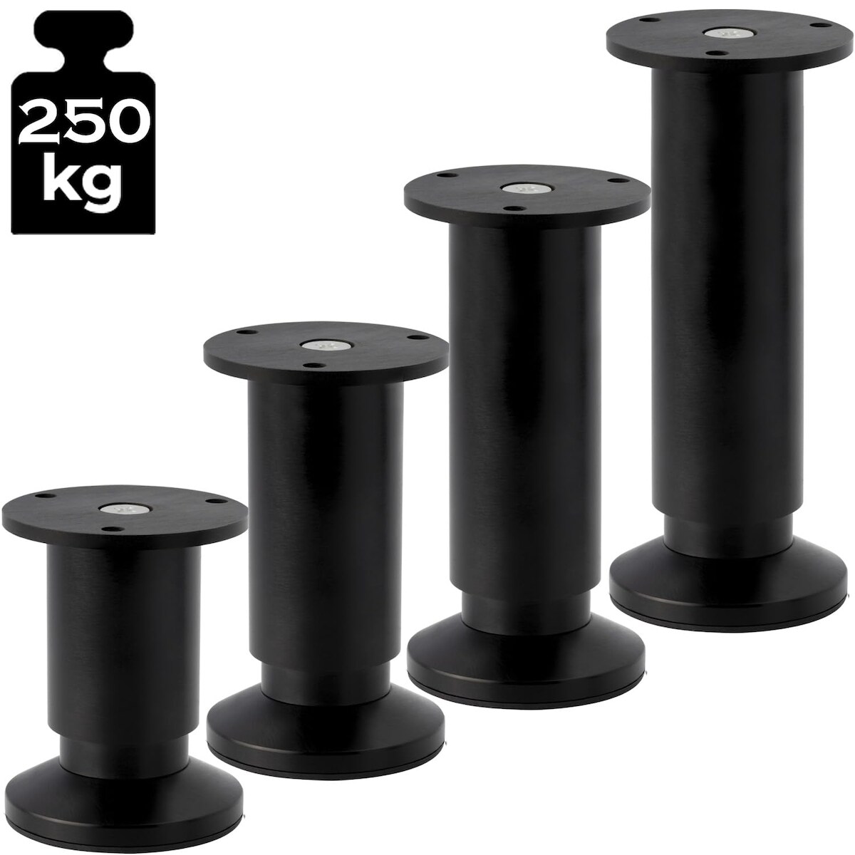 ID Dinkel 8 Möbelfüße verstellbar Sofafuß Möbelbeine SCHWARZ MATT Höhe 12 cm 38 mm belastbar bis 250 KG Sofa Image