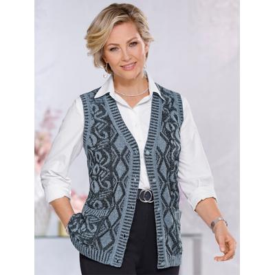 Strickweste CLASSIC, Damen, Gr. 44, blau (eisblau, schwarz, gemustert), 100% Polyacryl, gemustert, mehrfarbig, Westen Image