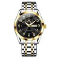 Montre de luxe Olevs 3666 pour homme, en acier inoxydable, étanche, double calendrier, classique, grand cadran numérique, montres à quartz originales