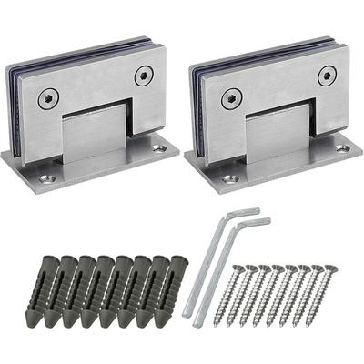 2 x 90-Grad-Duschtürscharniere mit Schrauben, 4 mm dicker Edelstahl, für Badezimmertüren und Glas Image