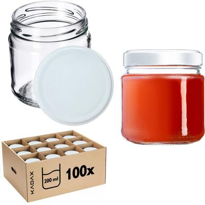 100 Stück kleine Marmeladengläser, rund, 200 ml, Durchmesser: 66 mm, für Honig und Gewürze, lu Image