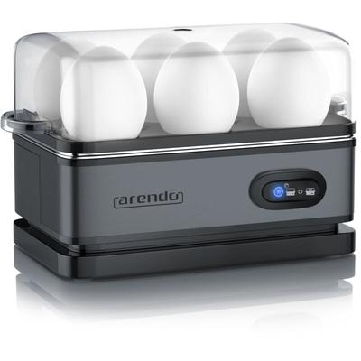 Eierkocher 6-fach, 400 w, Edelstahl, Warmhaltefunktion, Härtegrad einstellbar, für 6 Eier, grau