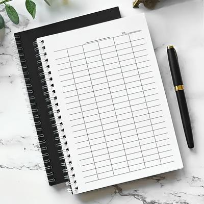 TEMU A5 Spiral Bound Grid Notebook - 100 Pages, Blue Texture Cover, Horizontal/vertical Layout For Time Tracking, Accounting, Inventory Management & Activity Planning, Notebooks For Image