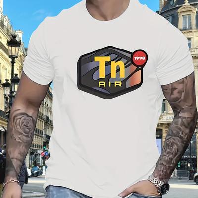 TEMU Men's Graphic Print Short Sleeve T-shirt - 100% Polyester, Lightweight 210gsm, Regular Fit Round Neck, Machine Washable Summer Casual Tee With Design - Ideal Gift For Men Image