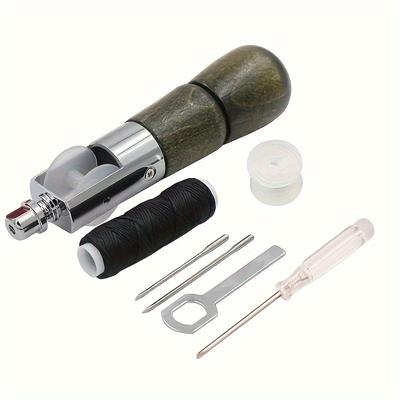 TEMU Leather Sewing Awl Kit With Speedy , Diy Craft Repair Tool For Canvas & Shoemaking, Includes Hand Sewing Machine, Coils, Needles, And Thread - Mixed Color Image