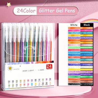TEMU 36 Colors Glitter Gel Pen Set, Waterproof Plastic Rollerball Pen, Glitter Art Gel Pen, Ink - Great For Cardstock, Journaling, Drawing, Marking, Coloring (12/ 18/ 24/ 36/ 48 Color Packs) Image