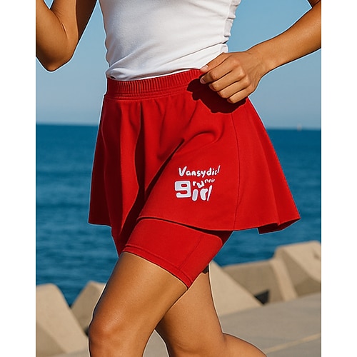 Damen Sport Leggings Laufrock mit Strumpfhose Elastischer Bund Strumpfhosen Lässig Sport Outdoor Sommer Schnelltrocknend Leicht Elastisch Atmungsaktiv Tennis Golfspiel Laufen Normale Passform Image