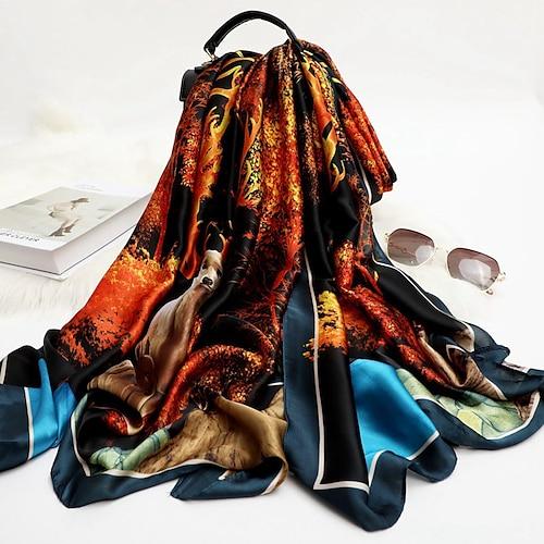 Frauen Seide Winter Schal Mode Druck Dame Strand Schal Schals heiß glatt Foulard weiblicher Hijab