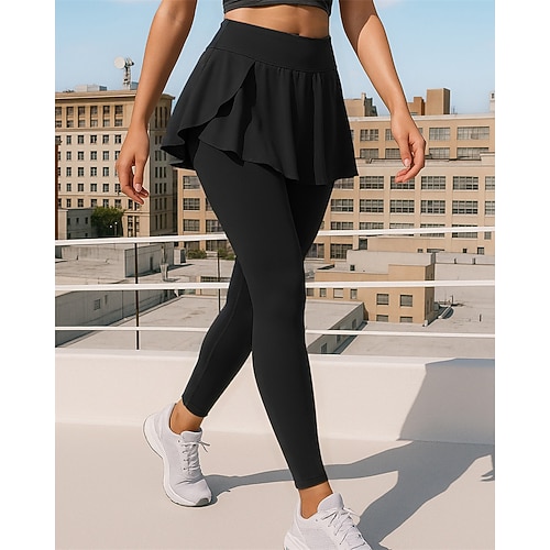 Damen Laufhosen Laufrock mit Strumpfhose Elastischer Bund Hohe Taille Hosen Lässig Sport Outdoor Sommer Frühling Leicht Atmungsaktiv Tennis Golfspiel Laufen Normale Passform Sportbekleidung Image