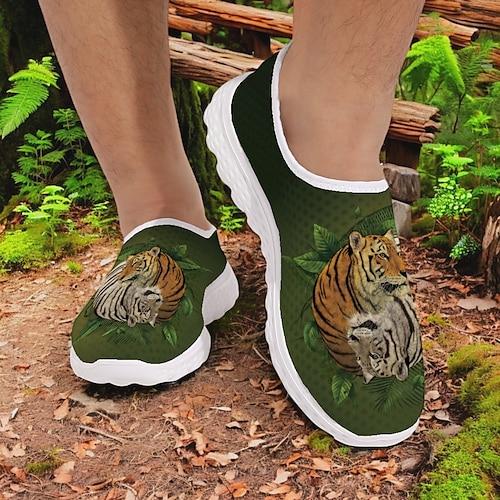 Herren Sneaker Druckschuhe Spaziergang Sportlich Lässig Täglich Unabhängigkeitstag Netz Bequem Atmungsaktiv Loafer Leicht Grün Dunkelgrün Sommer Frühling Herbst