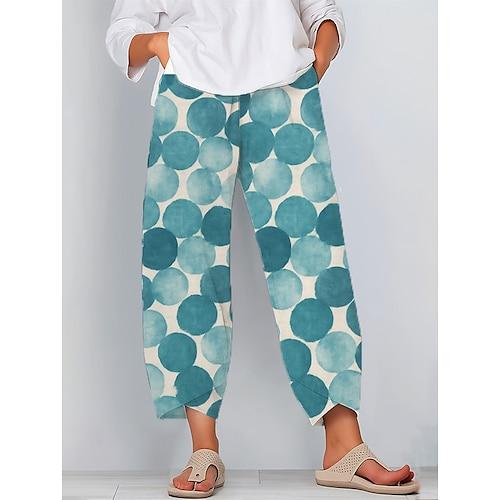 Damen Stoffhosen Hosen Hose Urlaub Vintage Ethno-Stil Knöchellang Hohe Taille Grafik Geometrisch Elastischer Bund Bequem Atmungsaktivität Weich Unelastisch Outdoor Straße Täglich Blau Purpur Grün