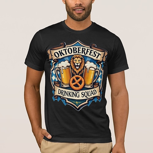 T-Shirt Bayerisch München Deutsch alpin T-Shirt Ärmel Grafik für Herren Erwachsene Heißprägen für Karneval Oktoberfestbier Party Alltagstauglich Image