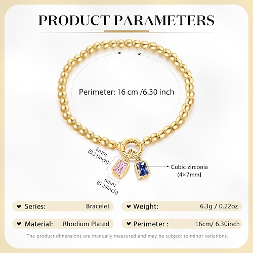 Armband mit Geburtssteinanhänger – zwei individuell gestaltete Geburtssteine, um Romantik an Ihrem Handgelenk zu tragen. Es ist ein perfektes Geschenk für Ihre Frau/Mutter/Freundin zum Valentinstag, Image