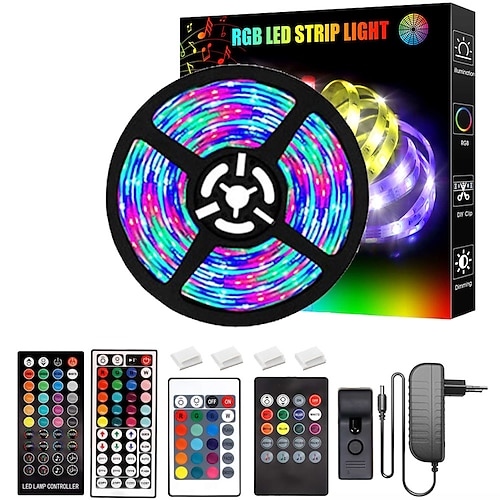 LED-Streifenlichter 20M 65.6ft Bluetooth Wasserdicht DIY Farbwechsel 2835 RGB mit Fernbedienung und verstecktem Controller Einfache Installation für TV-Hintergrundbeleuchtung Raum und Schlafzimmer Image