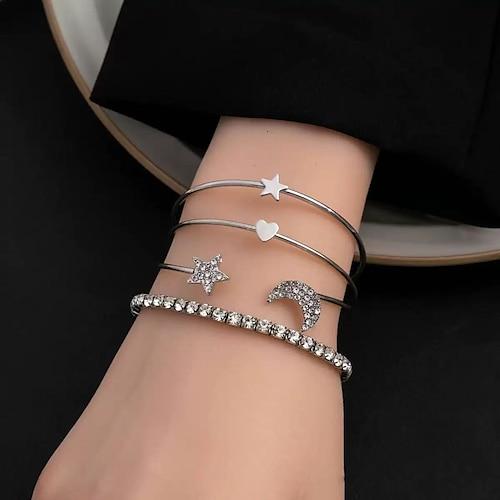 Damen Armband Tropisch MOON Herz Stern Punk Stilvoll Legierung Armband Schmuck Silber / Gold Für Party