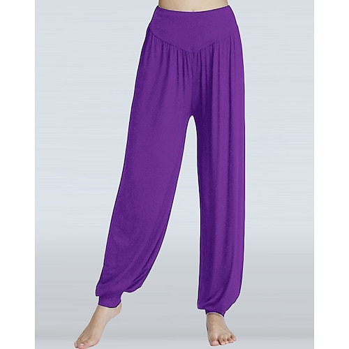 Damen Yogahose Haremshose Pumphose Leicht Hohe Taille Fitnessstudio Laufen Pilates Unterteile Einfarbig Weiß Schwarz Rosa Modal Herbst Sport Sportkleidung Mikroelastisch Lässiger Schnitt Image