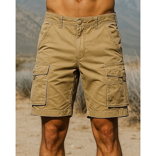Herren Cargoshorts Wandershorts Tarnung Sommer Außen Normale Passform Schnelltrocknend Leicht Elastisch Atmungsaktiv Shorts Cachi scuro Armeegrün Baumwolle Tennis Golfspiel Laufen 29 30 31 32 34 Image