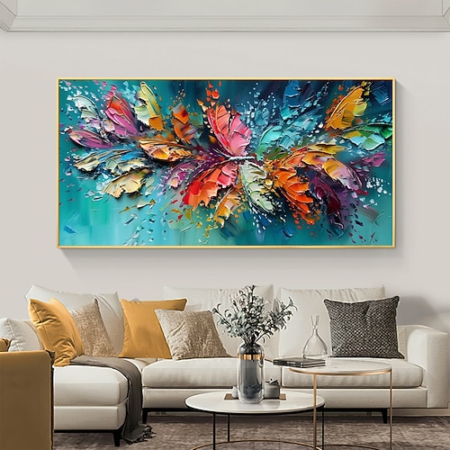 handgemachtes Original Schmetterlings-Ölgemälde auf Leinwand abstrakte tanzende Schmetterlinge Wandkunst für Wohndekoration mit gespanntem Rahmen ohne Innenrahmen Gemälde Image