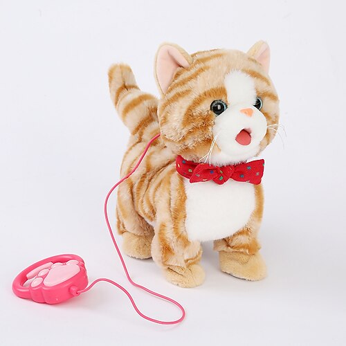 Fernbedienung Roboter Katze elektronische Plüschkatze Spielzeug Interaktive Spielzeuge läuft singendes Stofftier Geschenk für Mädchen und Jungen im Alter von 3-6 Jahren Weihnachtsgeschenk