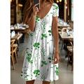 Damen Midikleid T-Shirt-Kleid Sommerkleid A Linie Kleid Urlaub Lässig Strand Strand Normale Passform Blumen Grafik Kurzarm V Ausschnitt Schwarz und Weiß Gelb Rote Blau Sommer Frühling