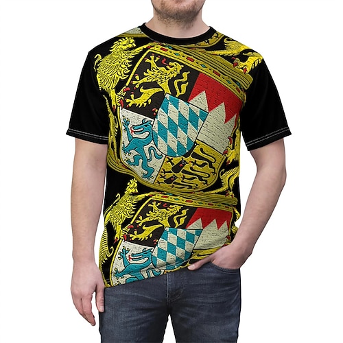 T-Shirt Bayerisch München Deutsch alpin T-Shirt Ärmel Grafik für Herren Erwachsene 3D-Druck für Karneval Oktoberfestbier Party Alltagstauglich Image