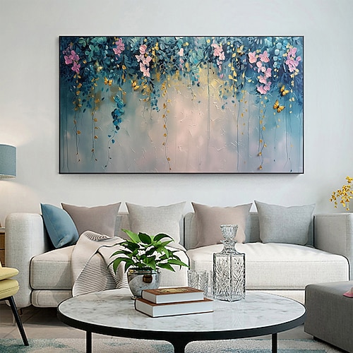 handgemachtes original minimalistisches Blumenölgemälde auf Leinwand abstrakte Landschaftswandkunst für Wohndekoration mit gespanntem Rahmen ohne Innenrahmengemälde Image