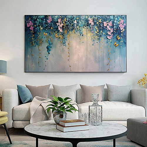 handgemachtes original minimalistisches Blumenölgemälde auf Leinwand abstrakte Landschaftswandkunst für Wohndekoration mit gespanntem Rahmen ohne Innenrahmengemälde Image