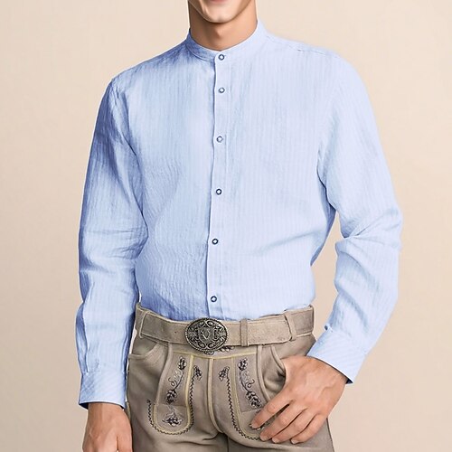 Karneval Oktoberfestbier Stehkragen Hemd Leinenhemd Bayerisch Deutsch alpin Wiesn Herren Party Bier Festival Stoff im traditionellen Stil Image