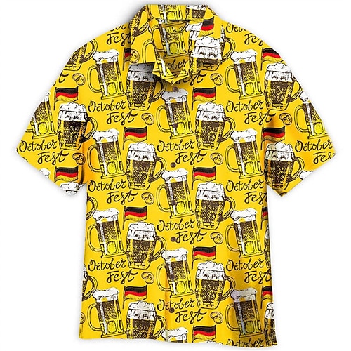 Bayerisch München Deutsch Hawaiihemden Aloha-Hemd Bier Grafik für Herren Erwachsene 3D-Druck für Karneval Oktoberfestbier Urlaub Party Image