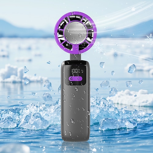 1 Stück Handkühlventilator mit 100 Kühlstufen und Faltfunktion, tragbarer Turbo-Mini-Halbleiter-Eisbeutelventilator Image