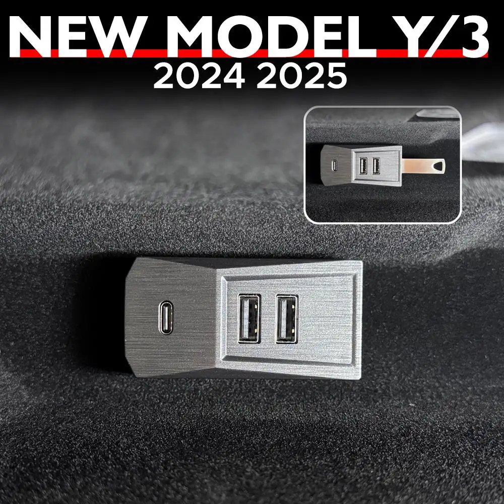 Handschuhfach-USB-Hub für Tesla New Model Y Launch Juniper 2025 Modell 3 Highland 2024 Typ-C-Anschluss Digitalanzeige-Splitter-Docking Image