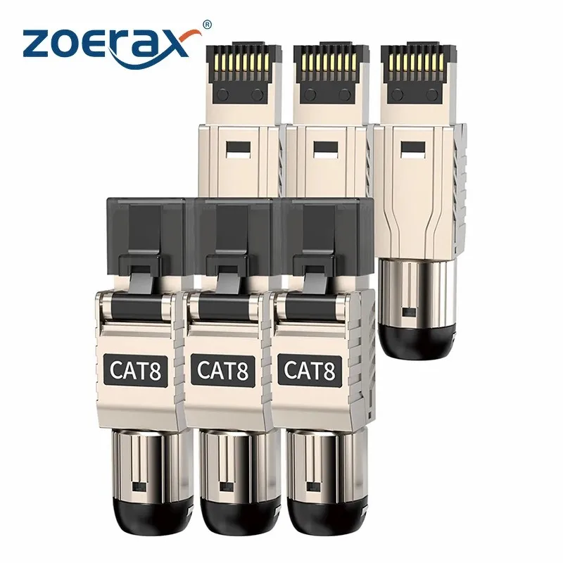 ZoeRax RJ45-Steckverbinder, werkzeuglos, Cat8 CAT7 CAT6A, Cat 8 Field Termination Plug, abgeschirmte RJ45-Modularstecker für 2000 MHz 40 G Image