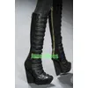 Dame Schwarz Vintage Gladiator Wildleder Keileabsatz Stiefel Plattform Zurück Reißverschluss Knöchel Neu Kommen Runway Pu Party Schuhe Größe 34-46