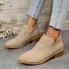 Luxus Frauen Stiefel Spitz Wildleder Frauen Chelsea Stiefel Große Größe Britischen Stil Stiefeletten Hohe Qualität Starke Ferse Frauen Schuhe