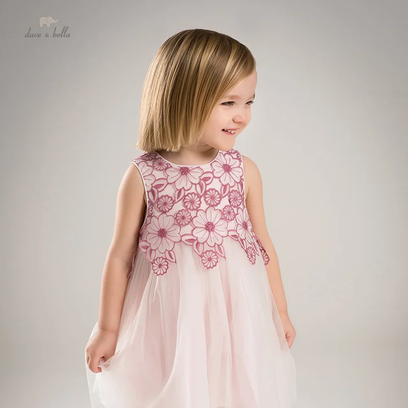 Dave Bella Mädchen Kleid Kinder Baby Prinzessin Kleid Mesh Blume süße Mode ärmellose Sommerfest db2235578 Image