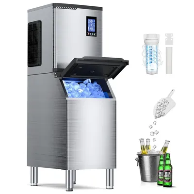 Commercial Ice Maker Machine 680 LBS/24h with Large Storage Bin 234 Ice Ready in 8-12 Min Self-Cleaning Commercial Ice Maker