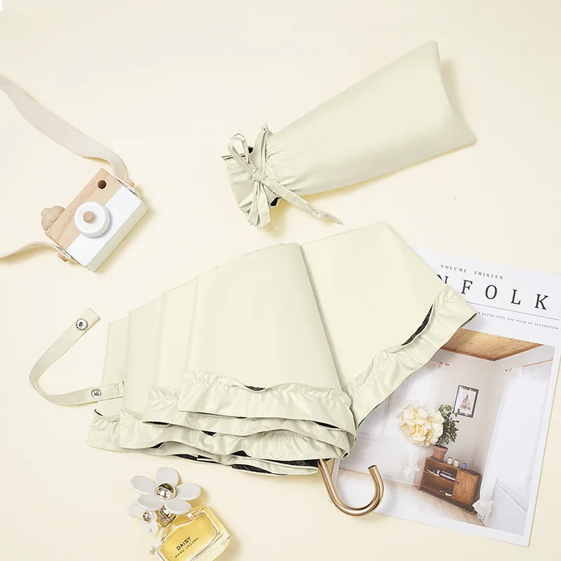 Neuer dreifacher Regenschirm schöne Spitze ultraleichte Regenschirm Wind und UV-Schutz Regenschirm Sonnenschirm für sonnige und regnerische Tage Image