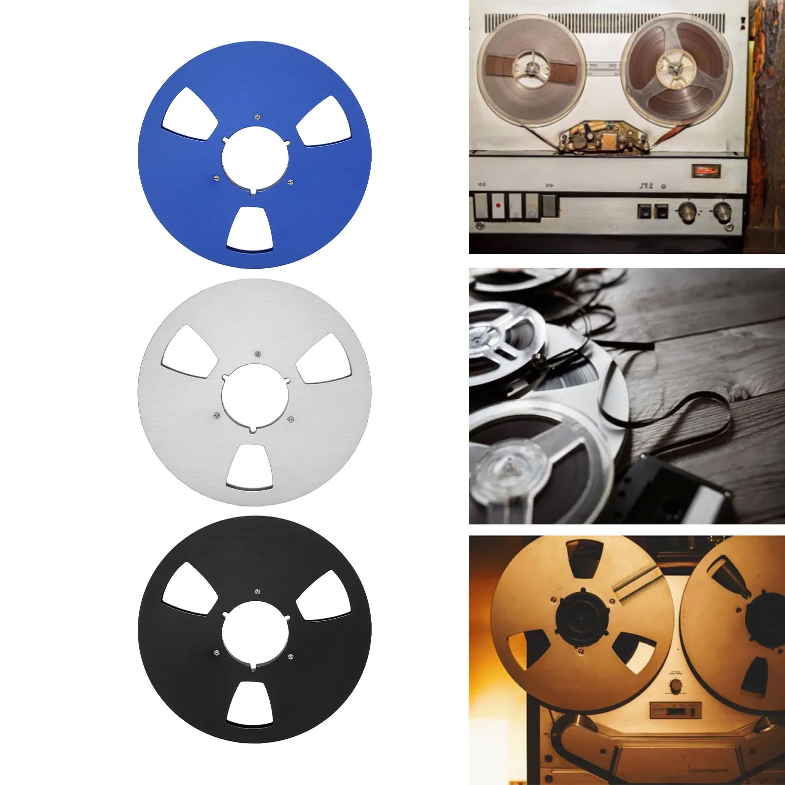 Sound Tape Leere Rolle, Aluminiumlegierung, 3 Löcher, 1/4 10,5 Zoll, leere Bandspule, professionell für Reel To Reel Tape Player Image
