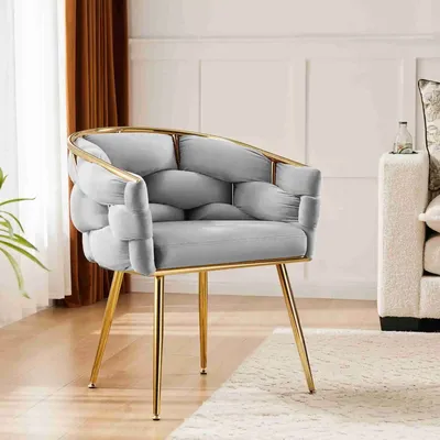 Accent Chair Elegant French Weave Comfortable Living Room Lounge Chair Armchair With Metal Legs for Reading Bedroom