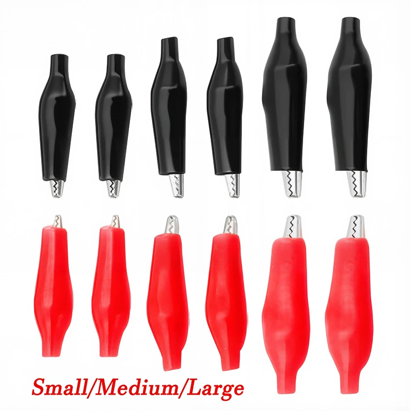 10 Stück Krokodilklemme 28 35 45 mm Schwarz Rot Weichplastikbeschichtete Prüfspitze Mini-Krokodil-Testklemmen Image