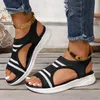 Bequeme große Sport-Stil Mesh Hohl Plateau Sandalen Strand Damen Schuhe 2025, Sommer offene Zehen Slip-On Freizeitschuhe