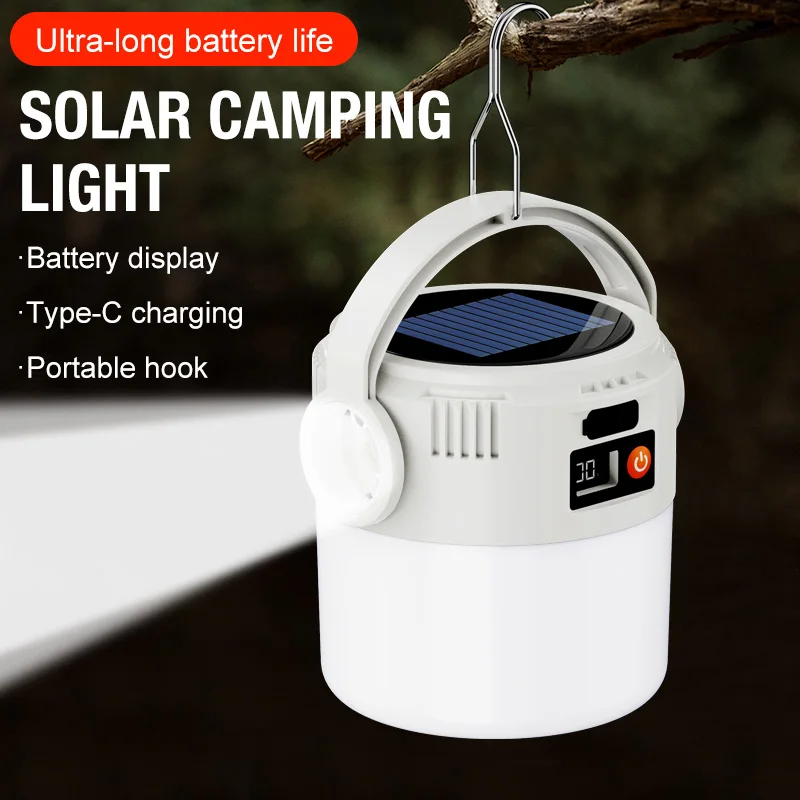 Ultra-Langlebige Campinglampe, Solarbetriebene Outdoor-Aufladbare Zeltleuchte, Notfallbeleuchtung, Kompakt und Tragbar, Wiederaufladbar